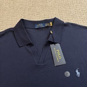 Polo Ralph Lauren Shirt Men Sz 2XB Blue V Neck Polo Pony Short Sleeve NWT
